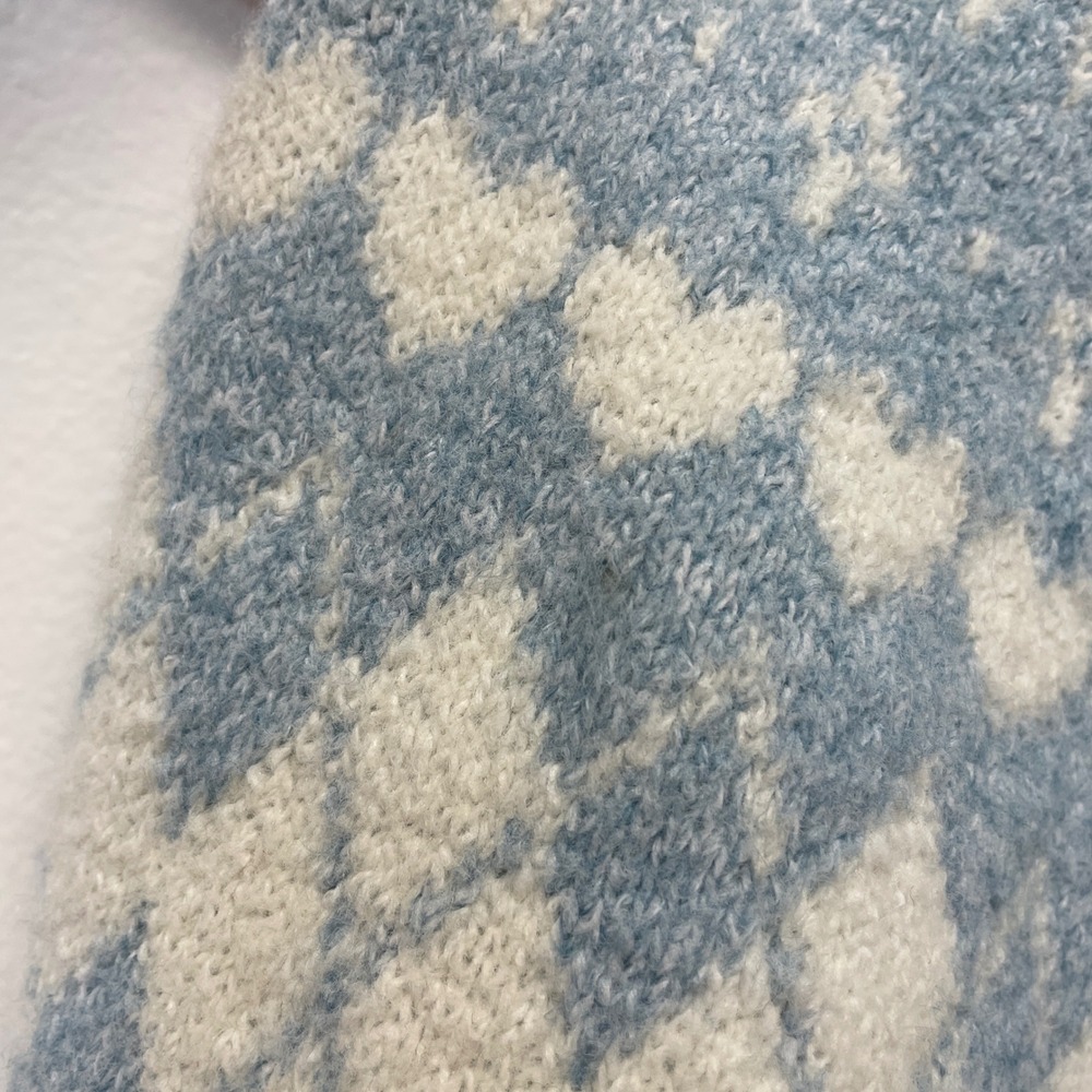 Wild Fable Women's Blue Bunny Argyle Heart Cropped Cardigan Size XL - Picture 7 of 7